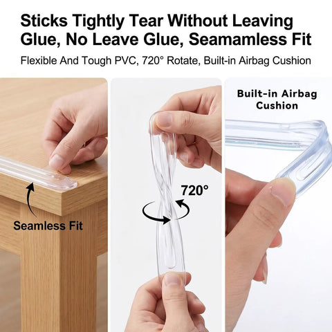 Clear Silicone Furniture Wall Protectors And Chair Guards To Dodge Nasty Scrapes Heavy Duty Rubber Bumpers showing 720° flexible PVC strips in use.