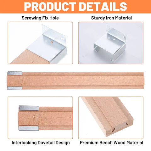 Rock Solid 6 Pack 15.7 Inch Wooden Drawer Slides Bottom Mount Undermount Dovetail Build showing interlocking dovetail design and iron materials.