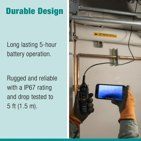Wireless Dual HD Borescope With Mobile App Control, 1.5m Probe, 5.5mm Camera display on phone during inspection