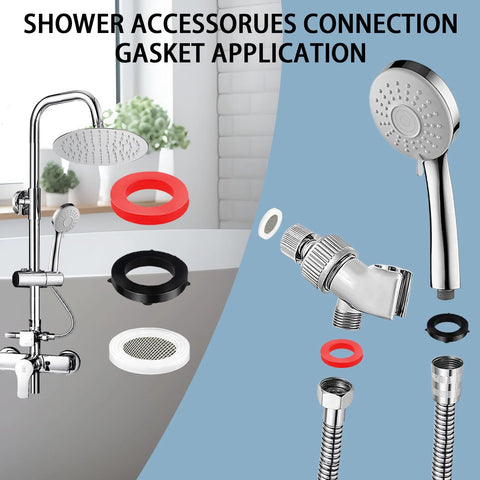 Shower head and hose filter gasket kit with stainless steel fittings, 58 pieces.