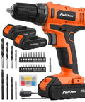20V Cordless Drill Driver With Dual Batteries, 30Nm Torque, 21 Plus 1 Clutch, Two Speed Settings, Three Eighth Inch Keyless Chuck, Built In LED Light, Home DIY Power Drill Kit Orange with accessories