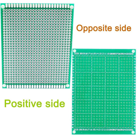 Dope Prototyping PCB Boards Set For Electronics Projects, FR4 Single Sided 7x10 cm and 8x12 cm, front and back view
