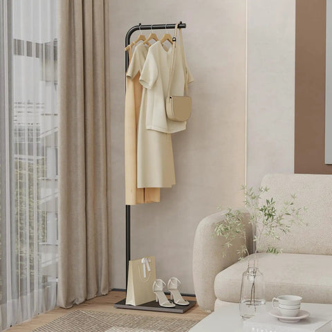 Freestanding Metal Coat Rack With Inverted L Shaped Design And Rock Solid Base Heavy Duty And Stable Clothing Tree For Bedroom Hallway Or Office