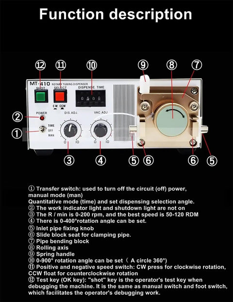 Automatic Peristaltic Glue Dispenser With Manual And Auto Modes, Foot Switch Activated Liquid Glue Dispenser front view