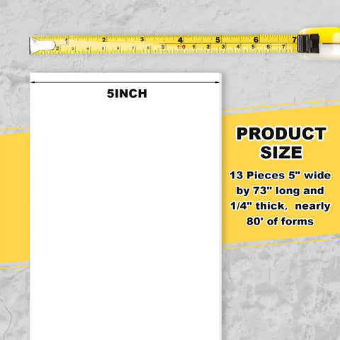 13 Piece Plastic Concrete Forms Set for Walkways 4x73 Inches Flexible Flatwork Curb Tools product size details and ruler
