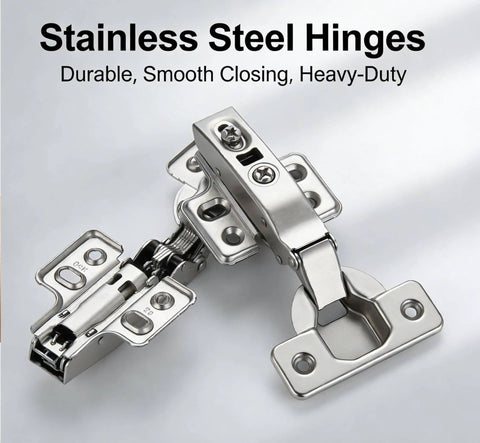 Stainless steel 10 Pack Soft Close Concealed Cabinet Hinges for European Full Overlay Frameless Cabinets, heavy-duty and adjustable.