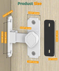 90 Degree Barn Door Lock Latch For Cabinets And Sliding Doors Right Angle Lock showing dimensions and white color
