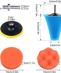 Pro Grade Drill Buffing Kit With 14Pcs Polishing Wheels And Buffing Pads For Automotive Detailing, dimensions displayed