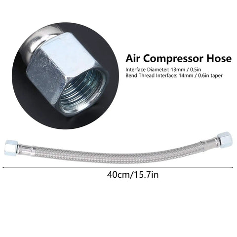 Heavy Duty Flexible Air Compressor Hose 40 Cm Cast Steel Connectors High Pressure Pneumatic Line With Ironclad Seals, detailed view.