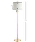 60 Inch Dope Brass Gold And White Modern Floor Lamp With White Linen Drum Shade, Glam Transitional Standing Light
