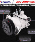 Premium Ac Compressor With Integrated Clutch For Jeep Compass Caliber Patriot 2009 To 2017 detailed view with electrical connector.