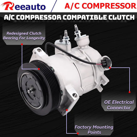 Premium Ac Compressor With Integrated Clutch For Jeep Compass Caliber Patriot 2009 To 2017 detailed view with electrical connector.