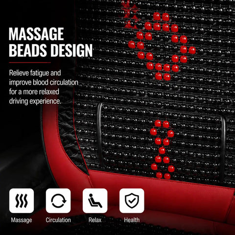 Chill Out Hot Summer Drives With These Wooden Beaded Truck Seat Cushions For Workhorse Electric Delivery Vans 2024+ Heavy Duty Cool Breathable Red Pad close-up of red beaded massage design.
