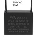 Ceiling Fan Capacitor CBB61 25uF 250V AC 2 Wires Metallized Polypropylene Film Capacitor 48x38x26mm for motors