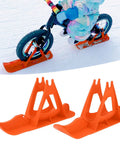Child riding bike with Snow Sledge Board Set For Kids Balance Bike And Scooter Turns Your Ride Into A Fun Winter Sled Portable Orange