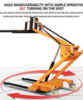 Heavy Hitter Foldable Electric Forklift With Hydraulic Material Handler Lightweight Portable Articulated Stacker demonstrating 360° turning capability.
