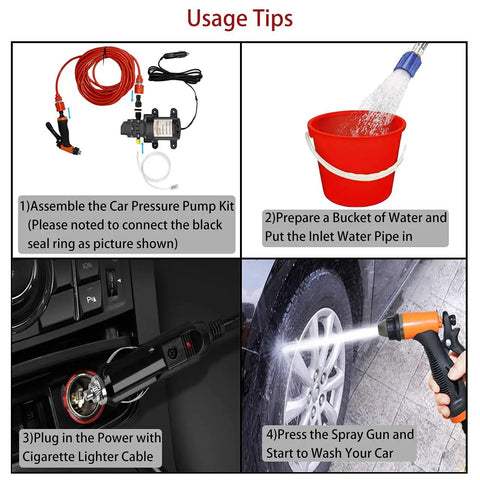 12V Portable High Pressure Water Pump Kit For Cars And RVs 100W Mini Electric Pressure Washer usage tips