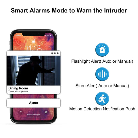 Smartphone displaying alert features of Outdoor Wireless Security Camera Battery Powered 2.5K FHD Color Night Vision With Motion Detection