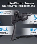 Scooter Brake Lever Replacement With Built In Bell For MI4 Ultra Electric Scooter, ABS metal handlebar brake shown with features
