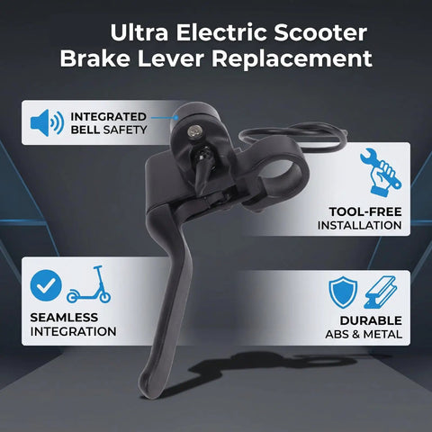 Scooter Brake Lever Replacement With Built In Bell For MI4 Ultra Electric Scooter, ABS metal handlebar brake shown with features