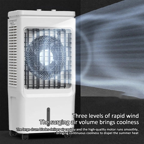 Heavy Duty Portable Air Cooler With Massive 40 Liter Tank 3 Cooling Modes And Breezy 3 Speed Settings Indoor Outdoor Evaporative Swamp Unit shown with air flow.