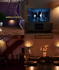 Six Pack Rustic Farmhouse Night Lights Plug In Dusk To Dawn 2700K Warm White With Vintage Black Cage by stairs and TV