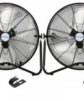 Two Pack 20 Inch High Velocity Floor Fans With Three Speeds 4600 CFM 4100 CFM 3900 CFM Heavy Duty Metal Workhorse For Garage