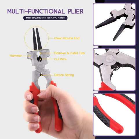 7 Piece 10 Inch Welding Tool Set With Scratch Wire Brush Slag Remover Hammer And Pliers Metal Sheet Thickness Gauge Round Dual Sided Wire Gauge