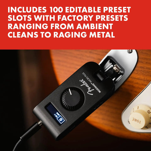 Mustang Micro Plus Headphone Amplifier With Bluetooth Streaming, 25 Amp Models And 25 Effects, compact guitar amp