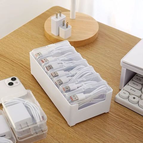 Ultimate Cable Organization Kit With 7 Clear Mini Cases, 7 Reusable Straps And Label Sheets For Charging Cables, USB Wires, Earphones.