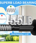 No Drill Tension Curtain Rod Extends 51 To 126 Inches Easy Install For Indoor Or Outdoor Use Rust Resistant 1.26 Inch Diameter