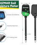 8 In 1 Soil Meter For Garden And Hydroponics pH Moisture EC Light Fertility Salt Humidity Temperature Tester with front and back view