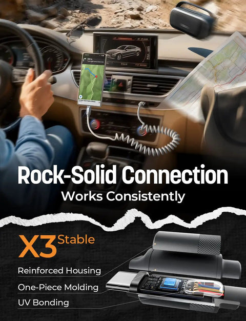 Driver using Durable USB A to USB C Cable Set for CarPlay and Android Auto, 2 Pack Coiled Retractable Type C Charger Cord
