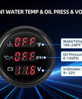 3-in-1 marine gauge kit displaying water temperature, oil pressure, and voltage for boat and yacht use