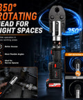 21V Brushless Electric Copper Pipe Crimper with 350° rotating head for precise crimping in tight spaces.
