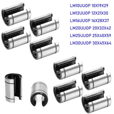 High Precision Linear Motion Bearing Kit For CNC And 3D Printer Rails LM10 20UUOP 10X19X29 MM Four Pack Easy Install Low Friction Durable Sliding Guides For Smooth Quiet Runs Built To Last, LM10UUOP open linear bearing set