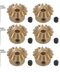 Six Piece 0.8 Module Bevel Gear Set With 15 Teeth Beefy Copper Transmission Gears Inner Hole 3mm Screws Included