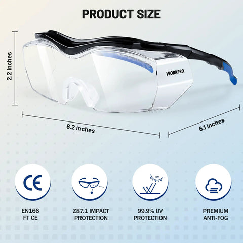 Two Pack Safety Glasses With Anti Fog Coating And Adjustable Temples For Outdoor Work ANSI Z87.1 High Impact Lab Goggles