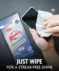 Person using Electronic Cleaning Wipes for Screens and Gadgets, Pre-Moistened, Resealable Pack, 25 Count on smartphone screen