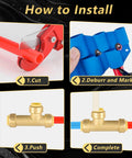 Pack Of 30 Three Quarter Inch Push Fit Slip Tee Fittings With Disconnect Clip For PEX Copper CPVC Pipes installation guide