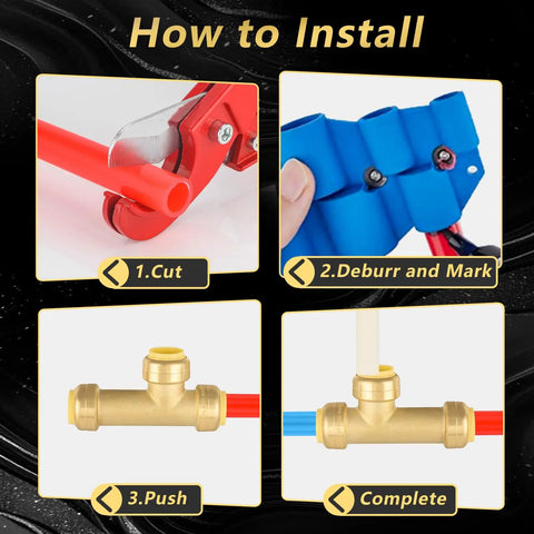 Pack Of 30 Three Quarter Inch Push Fit Slip Tee Fittings With Disconnect Clip For PEX Copper CPVC Pipes installation guide