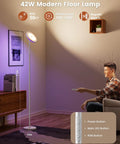 RGB Floor Lamp With Remote And Touch Control Dimmable 2700K To 6500K Torchiere Tall Standing Lamp in a living room setting