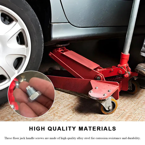 2 Pcs Heavy Duty Car Floor Jack Handle Bolts Securing Pressure Rods Solid And Holding Hydraulic Jacks Locked Up Tight For No Hassle Lifting In Any Weekend Shop Setup with red jack and alloy steel bolts.