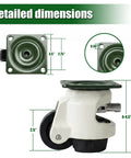 Detailed dimensions of Heavy Duty Leveling Casters Set Of 4 With Ratchet Handle Industrial Casters for precise fitting.