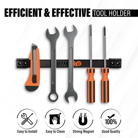 Tools on 12 Inch Magnetic Tool Holder Strip for Garage and Workshop Organization, Heavy Duty Magnetic Bar On A Carbon Steel Rail That Holds Up To 10 lb