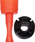 Red install tool and black bushing from Transmission Shift Cable Bushing Replacement Kit With Install Tool Quick DIY Fix