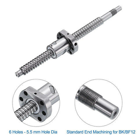 Beefy Ball Screw SFU1605 16mm Diameter 5mm Lead 260mm Length With Anti Backlash Kit For BK BF12 CNC Machines shown at multiple angles