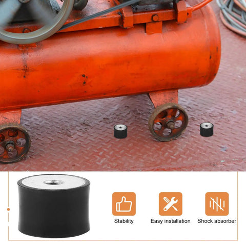 4 Pack Rubber Anti Vibration Mounts With Female Threads For Air Compressors And Industrial Equipment Cylindrical Silent Buffer Pads Heavy Duty Shock Absorbers For Vibration Isolation under compressor