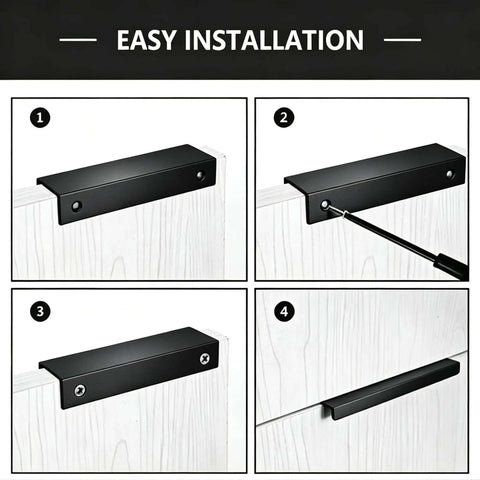 Easy installation steps for Heavy Duty Black Aluminum Finger Pull Handles For Kitchen Cabinets And Drawers.