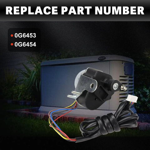 Gear Up Your Generac Guardian GTH990 HSB With This Stepper Motor Assembly Replacement 0G6453 0G6454 shown with generator backdrop